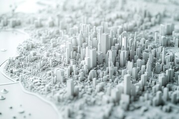 Poster - A model of a city with numerous buildings and structures, suitable for urban planning or architectural concepts