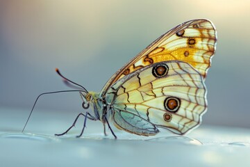 Poster - Close-up shot of a butterfly perched on a surface, details visible