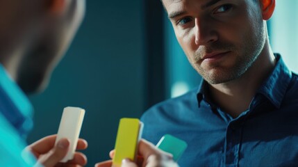 Poster - A person holds a piece of paper, possibly with notes or information
