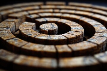 Poster - Close-up view of intricate wooden maze design
