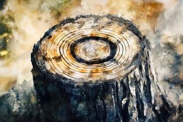 Poster - A wooden plank with a hole drilled into it, suitable for various uses including DIY projects or as a decorative element