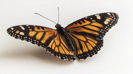 Poster - A detailed view of a butterfly resting on a white background, ideal for use in illustrations and designs