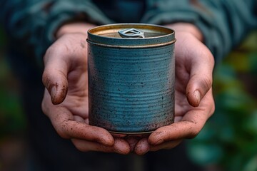 Aufkleber - A person holding a can of beer, everyday moment