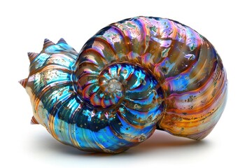 Poster - A bright and vibrant shell on a clean white background