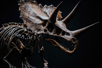 Poster - A detailed view of a dinosaur skeleton with exposed bones and joints