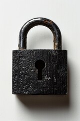 Poster - A simple illustration of a black padlock sitting on a white background, often used to convey security or secrecy