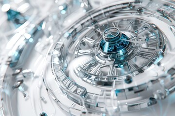 Poster - A detailed view of a clock with a bright blue face, perfect for time-related concepts or decorative design