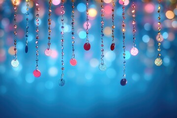 Poster - A bunch of colorful beads suspended from the ceiling