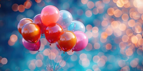 Poster - Colorful balloons drifting through the atmosphere, great for celebrations or decorative purposes