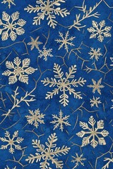 Poster - A close-up shot of intricate snowflake design on a blue background, suitable for winter or holiday themed designs