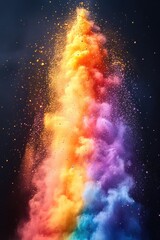Poster - A vibrant powdery cloud in the air, colorful and eye-catching