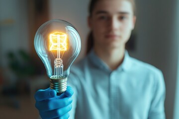 Aufkleber - A person grasping a light bulb