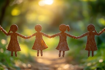 Poster - A group of kids connected by a string, having fun and playing together