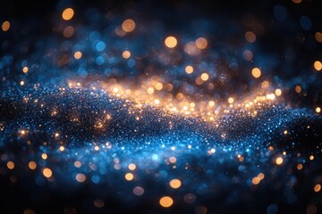 Poster - A blue and gold glitter background with a black border