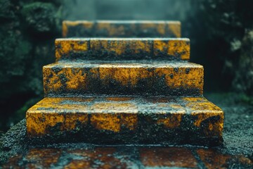 Poster - A photograph of a staircase taken from a close perspective