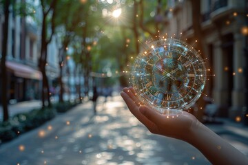 Poster - A person holding a sphere in their hand