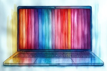 Poster - a digital device illustrated with watercolor techniques