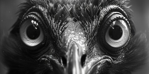 Poster - Close-up photo of an ostrich's face, showing its distinctive features