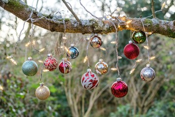 Sticker - Decorative items hanging from a tree branch