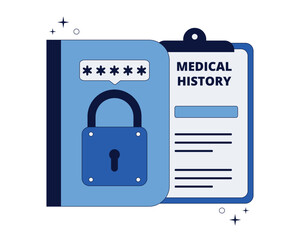 Aufkleber - Patient medical record, information protection and privacy. Vector illustration