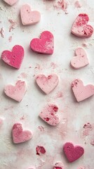 Wall Mural - Heart Shaped Pink Treats: A Sweet Valentine's Day Delight