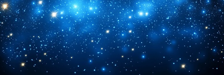 Wall Mural - Blue Festive Lights Abstract Background With Twinkling Glitter And Bokeh, Design Concept