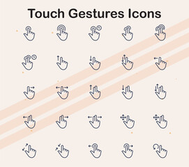 icons representing various touch gestures such as tap swipe and pinch ideal for mobile app developme