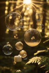 Poster - A collection of soap bubbles suspended in the air, creating a whimsical and playful scene