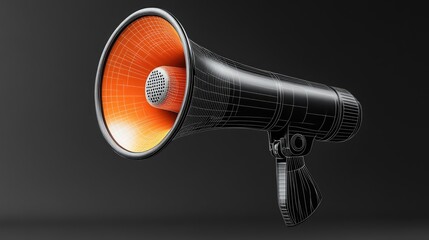 Aufkleber - A megaphone with an orange hue sits on a dark backdrop, ready for amplification