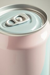 Poster - A close-up view of a can of soda with condensation and a label
