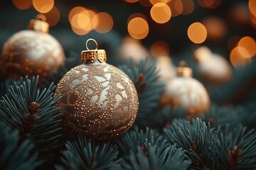 Poster - A detailed view of a Christmas decoration on a festive tree