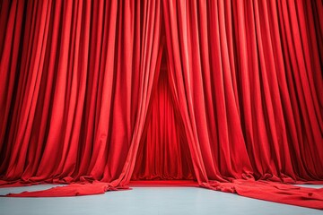 Poster - A room with red curtains and a white floor, perfect for a cozy atmosphere