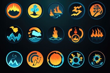 Poster - A set of colorful icons on a black background, perfect for highlighting or emphasizing certain elements in your design