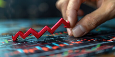 Poster - A hand places a red arrow on a chart, highlighting important data