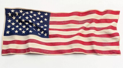 Wall Mural - A close-up of the American flag on a plain white surface, ideal for patriotic events or everyday displays