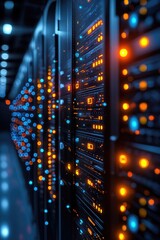 Poster - Row of servers in a modern data center facility