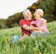 © Lumos sp - woman man outdoor senior couple happy lifestyle retirement together smiling love reading nature book sitting grass