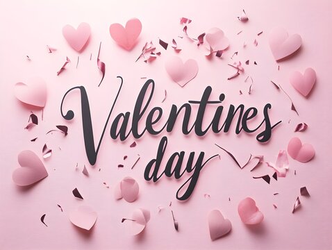 Valentine's Day concept on pink background with matching decorations