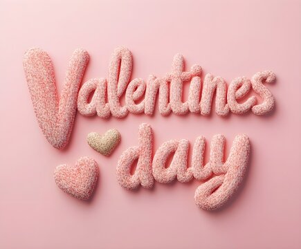 Valentine's Day concept on pink background with matching decorations