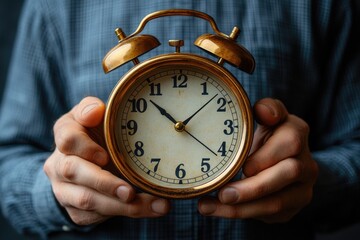 Aufkleber - A person holds a clock in their hands