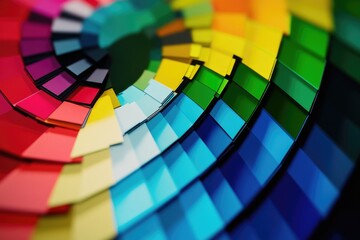 Poster - Close-up of a vibrant spiral made from swirling colors of paint, suitable for art or design projects