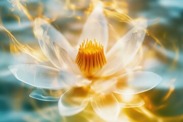 Poster - a close-up shot of a flower growing out of the water, great for use in illustrations or designs abou