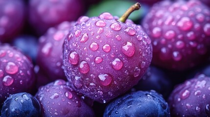 Poster - Close-up shot of a bunch of juicy purple grapes