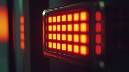 Poster - A close-up shot of a single red light fixture mounted on a wall