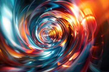 Poster - A vibrant spiral of colorful lights illuminates a darkened space, perfect for use as a creative background or to add visual interest to your design