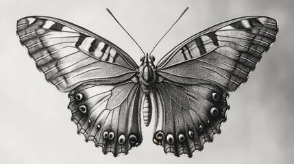 Aufkleber - A simple illustration of a butterfly in shades of gray