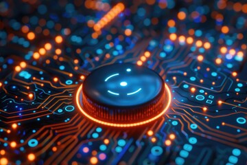 Poster - Close-up of a circuit board with a smiley face printed on it