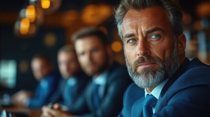 Canvas Print - A close-up view of a businessman's face with a formal suit and tie