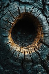 Poster - A close-up view of a tree trunk featuring a hole, useful for illustrations on nature and the outdoors