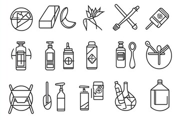 Poster - Collection of simple icons for various items